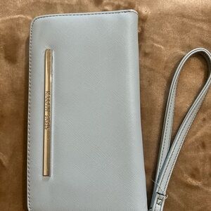 Steve Madden Light Blue Saffiano Wristlet Clutch